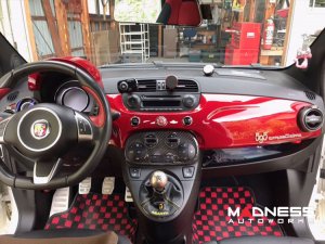FIAT 500 Custom Dashboard - Carbon Fiber - Red Candy